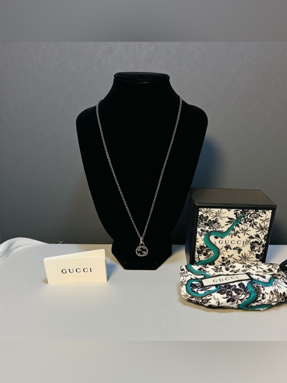 Gucci Interlocking G Arabesque 925 Silver Necklace